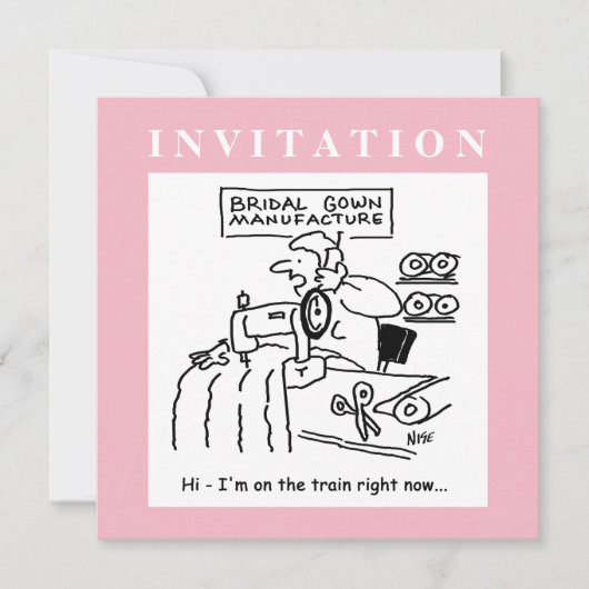 Funny Wedding Invitation met Dressmaker Kaart (Voorkant)