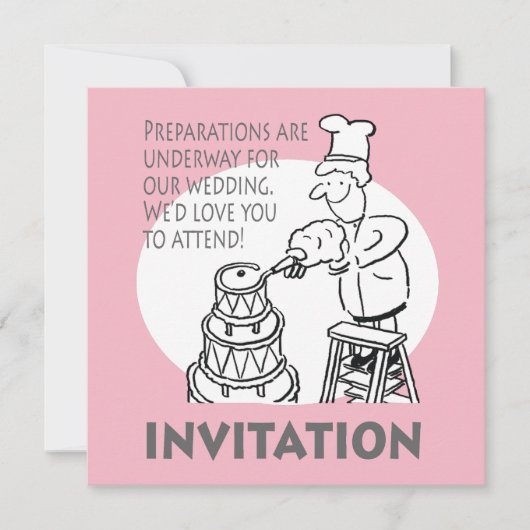 Funny Wedding Invitation met Giant Wedding Cake Kaart (Voorkant)
