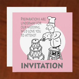 Funny Wedding Invitation met Giant Wedding Cake Kaart
