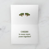 Funny Wedding Jubileum Kikker Pink Lilies Kaart (Binnen)