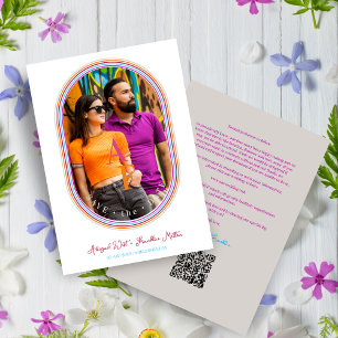 Funny Wedding Modern Oval Multicolored Minimalist Save The Date