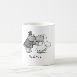 Funny Wedding Mok met een Hippo en Rhino