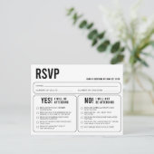 Funny Wedding Response RSVP Briefkaart (Staand voorkant)