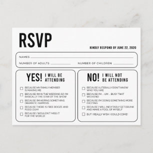 Funny Wedding Response RSVP Briefkaart