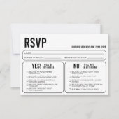 Funny Wedding Response RSVP Enclosure Card (Voorkant)