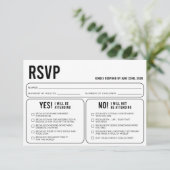 Funny Wedding Response RSVP Enclosure Card Informatiekaartje (Staand voorkant)