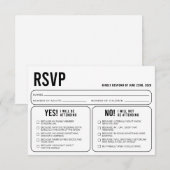 Funny Wedding Response RSVP Enclosure Card Kaartje (Voorkant / Achterkant)