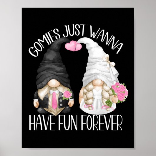 Funny Wedding Shower Pun Cute Gnomies for Bride an Poster (Voorkant)
