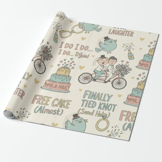 Funny wedding wrapping paper  cadeaupapier (Uitgerold)