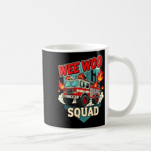 Funny Wee Woo Squad Fire Department Firefighter Fi Koffiemok (Rechts)