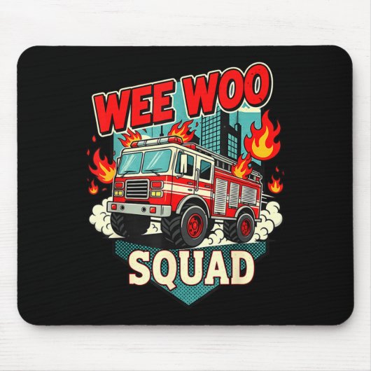 Funny Wee Woo Squad Fire Department Firefighter Fi Muismat (Voorkant)