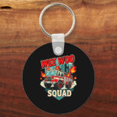 Funny Wee Woo Squad Fire Department Firefighter Fi Sleutelhanger (Voorkant)