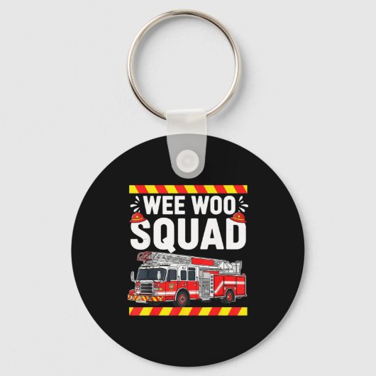 Funny Wee Woo Squad Fire Department Firefighter Fi Sleutelhanger (Voorkant)