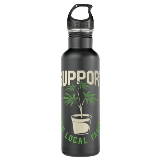 Funny Weed Gift, support voor uw lokale landbouwer Waterfles (Voorkant)