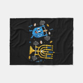 Funny Weightlifting Gym Dreidel Menorah Hanukkah W Fleece Deken (Voorkant (Horizontaal))