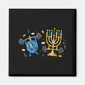 Funny Weightlifting Gym Dreidel Menorah Hanukkah W Magneet (Voorkant)