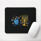 Funny Weightlifting Gym Dreidel Menorah Hanukkah W Muismat (Met muis)