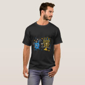 Funny Weightlifting Gym Dreidel Menorah Hanukkah W T-shirt (Voorkant volledig)