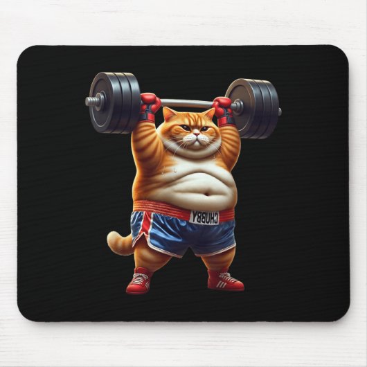 Funny Weightlifting Gym Workout Cat With Boxing Gl Muismat (Voorkant)