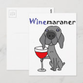 Funny Weimaraner Dog Drink rode wijn Briefkaart (Voorkant / Achterkant)