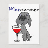 Funny Weimaraner Dog Drink rode wijn Briefkaart (Voorkant)