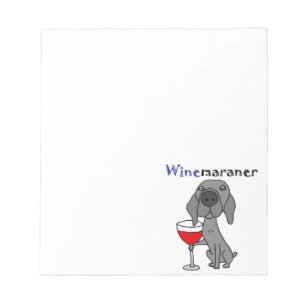 Funny Weimaraner Dog Drink rode wijn Notitieblok