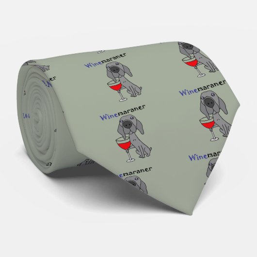 Funny Weimaraner Dog Drink rode wijn Stropdas (Opgerold)