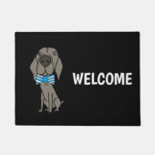 Funny Weimaraner Dog met Stropdas van de Bow Deurmat (Voorkant)