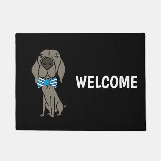 Funny Weimaraner Dog met Stropdas van de Bow Deurmat (Voorkant)