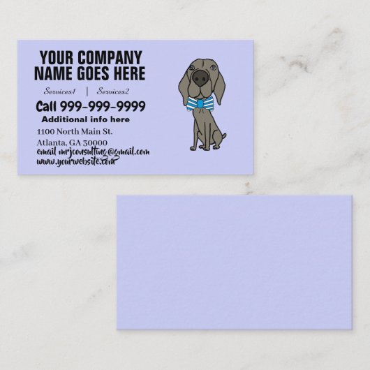 Funny Weimaraner Dog met Stropdas van de Bow Visitekaartje (Voorkant / Achterkant)