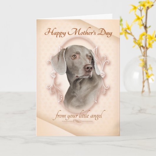 Funny Weimaraner-Moederdag Kaart (Gele Bloem)