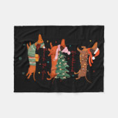 Funny Weiner Dog Dachshund Through The Snow Merry Fleece Deken (Voorkant (Horizontaal))