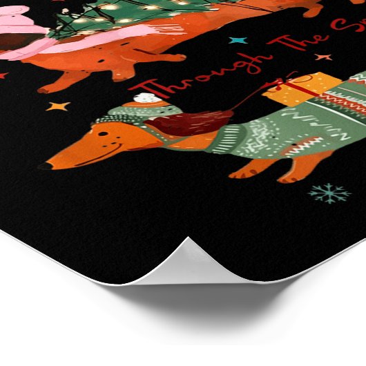 Funny Weiner Dog Dachshund Through The Snow Merry  Poster (Hoek)