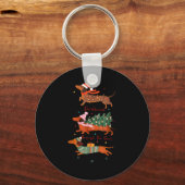 Funny Weiner Dog Dachshund Through The Snow Merry Sleutelhanger (Voorkant)