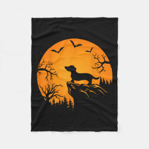 Funny Weiner Dog in de maan Dachshund en Hwe Fleece Deken