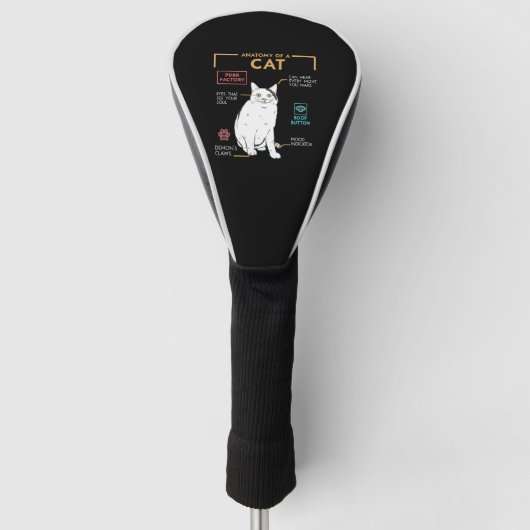 Funny Weird Cat Meme Smiling, Anatomie of A Cat Golfheadcover (Voorkant)