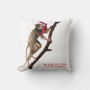 Funny Weird Kerstmis Taxidermy aap   Lemur Kussen
