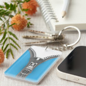 Funny Weird Realistic Blue Zipper Sleutelhanger (Voorkant Rechts)