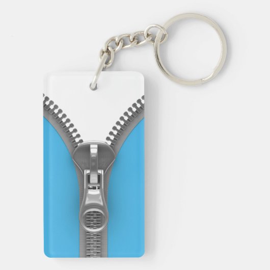 Funny Weird Realistic Blue Zipper Sleutelhanger (achterkant)