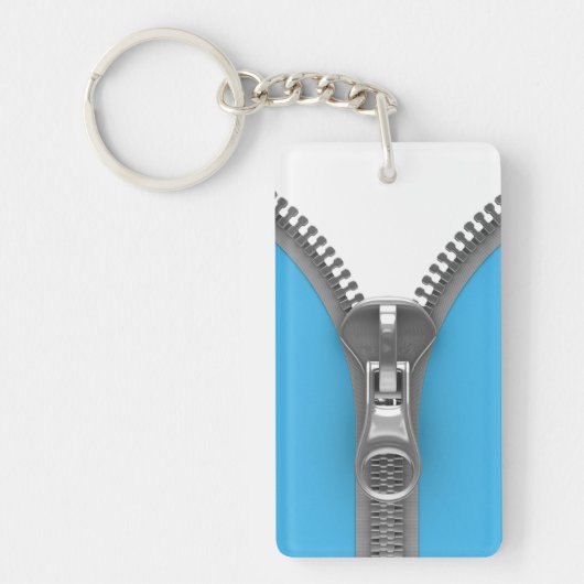 Funny Weird Realistic Blue Zipper Sleutelhanger (Voorkant)