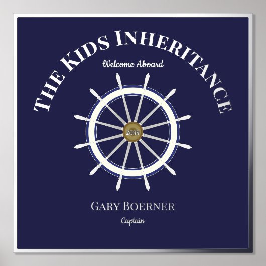 Funny Welcome Aboard Ship's Wheel Folie Text Folie Afdrukken (Voorkant)