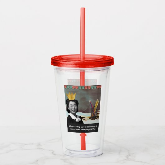 Funny Welcome Teacher Asian Woman Acryl Drinkbeker (Voorkant)