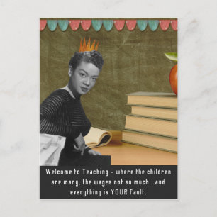 Funny Welcome Teacher  Black Woman Briefkaart