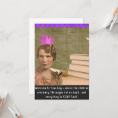 Funny Welcome Teacher  Woman Kaart (Voorkant / Achterkant in situ)