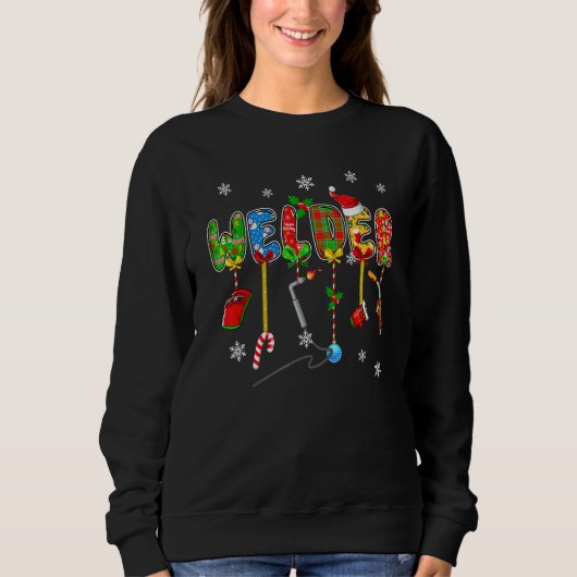 Funny Welder Christmas Holiday Pajamas Xmas Graphi Trui (Voorkant)
