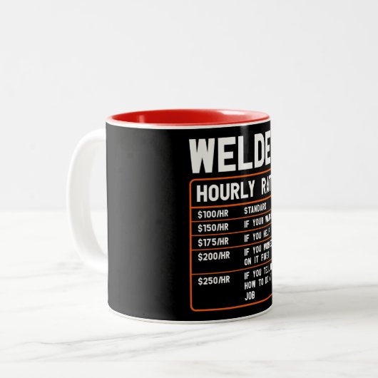 Funny Welder Hourly Rate Two-Tone Coffee Mok (Voorkant links)