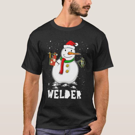 Funny Welder Snowman Holiday Pajamas Kerstmis Dec T-shirt (Voorkant)