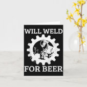 Funny Welder Will Weld For Beer Welding Gift Tank  Kaart (Gele Bloem)