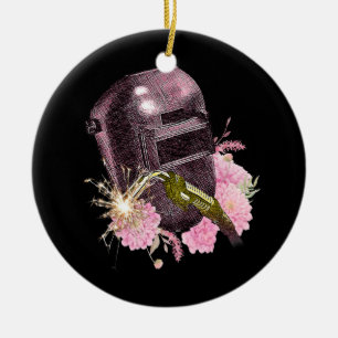 Funny Welders Pink Helmet Welder Spark Keramisch Ornament
