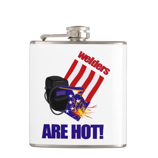 Funny welders zijn heet rood wit en blauw heupfles (Voorkant)